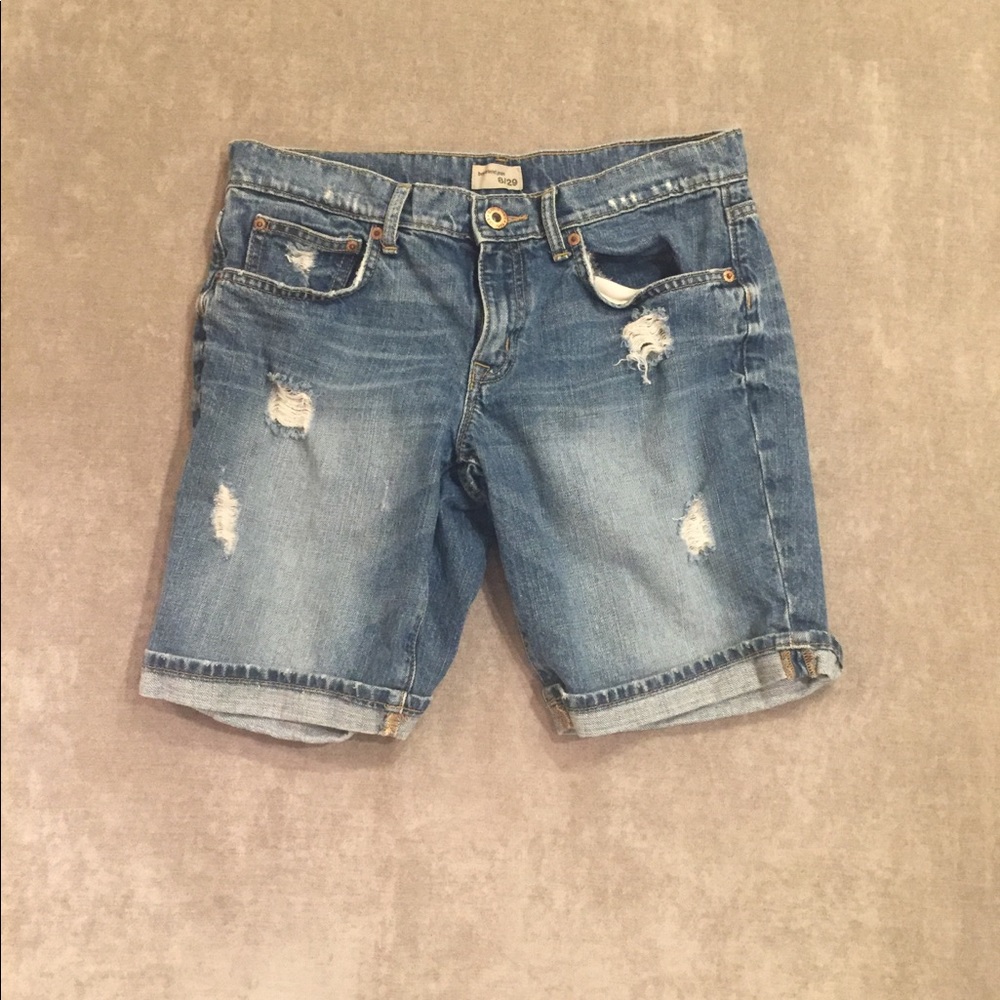 Distressed jean shorts